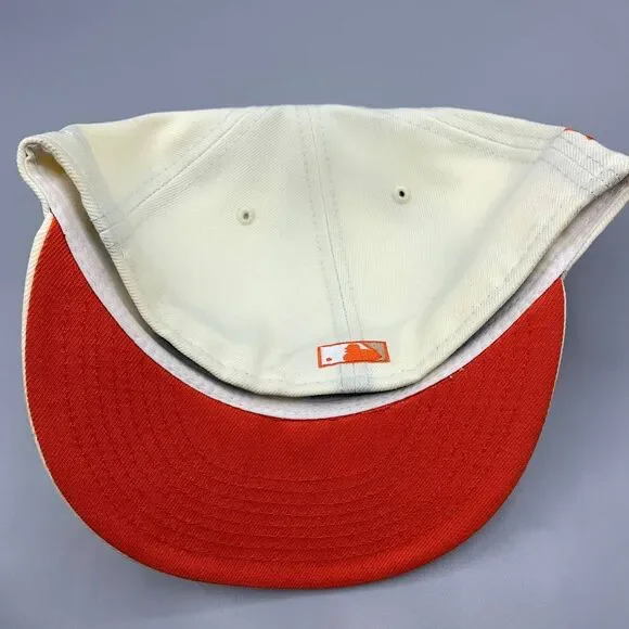 Washington Nationals Hat Men 7 1/2 White Orange 59Fifty New Era Fitted Cap‎